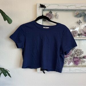 Cotton On Navy Blue Cropped Tee Top Size L
